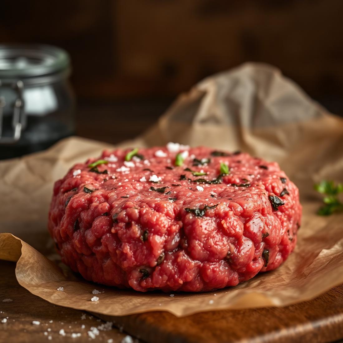 Blend de carne selecionada antes do preparo