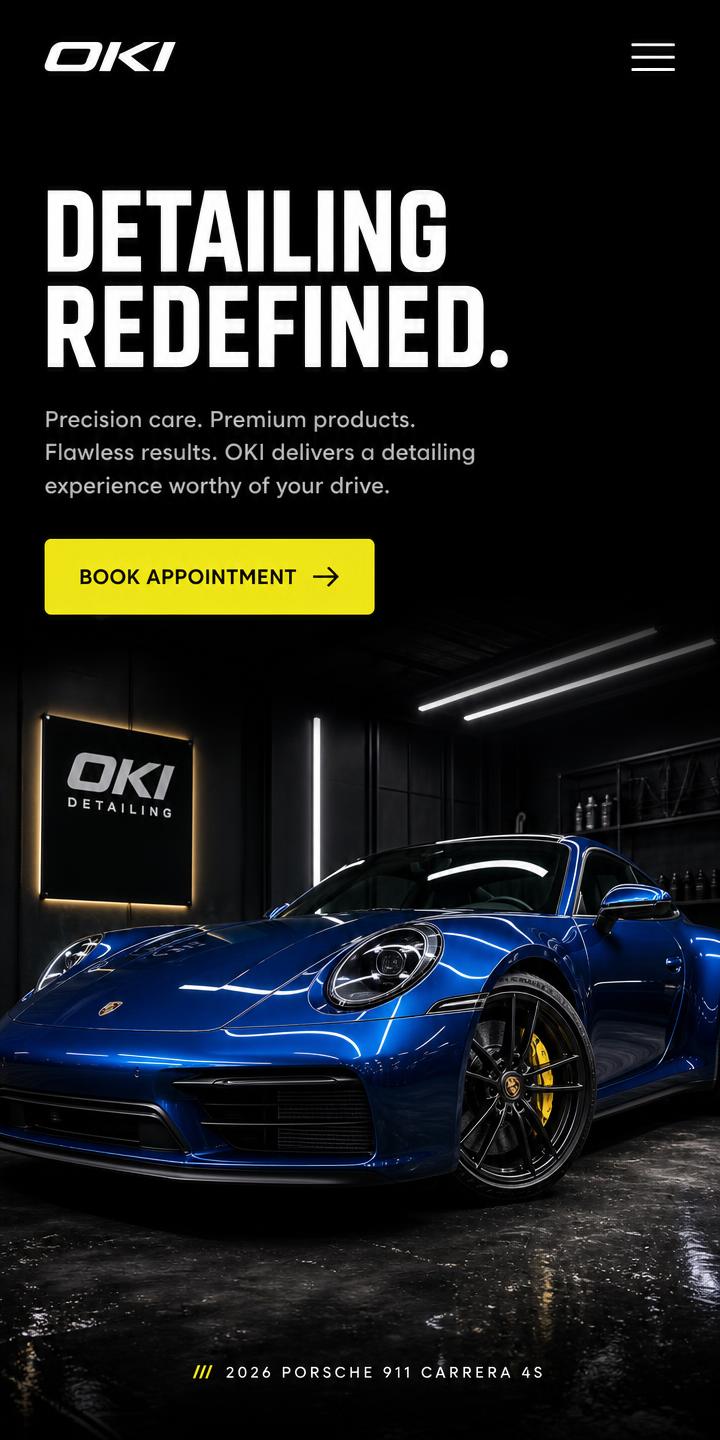 Tela mobile do hero da landing page OKI Automotive